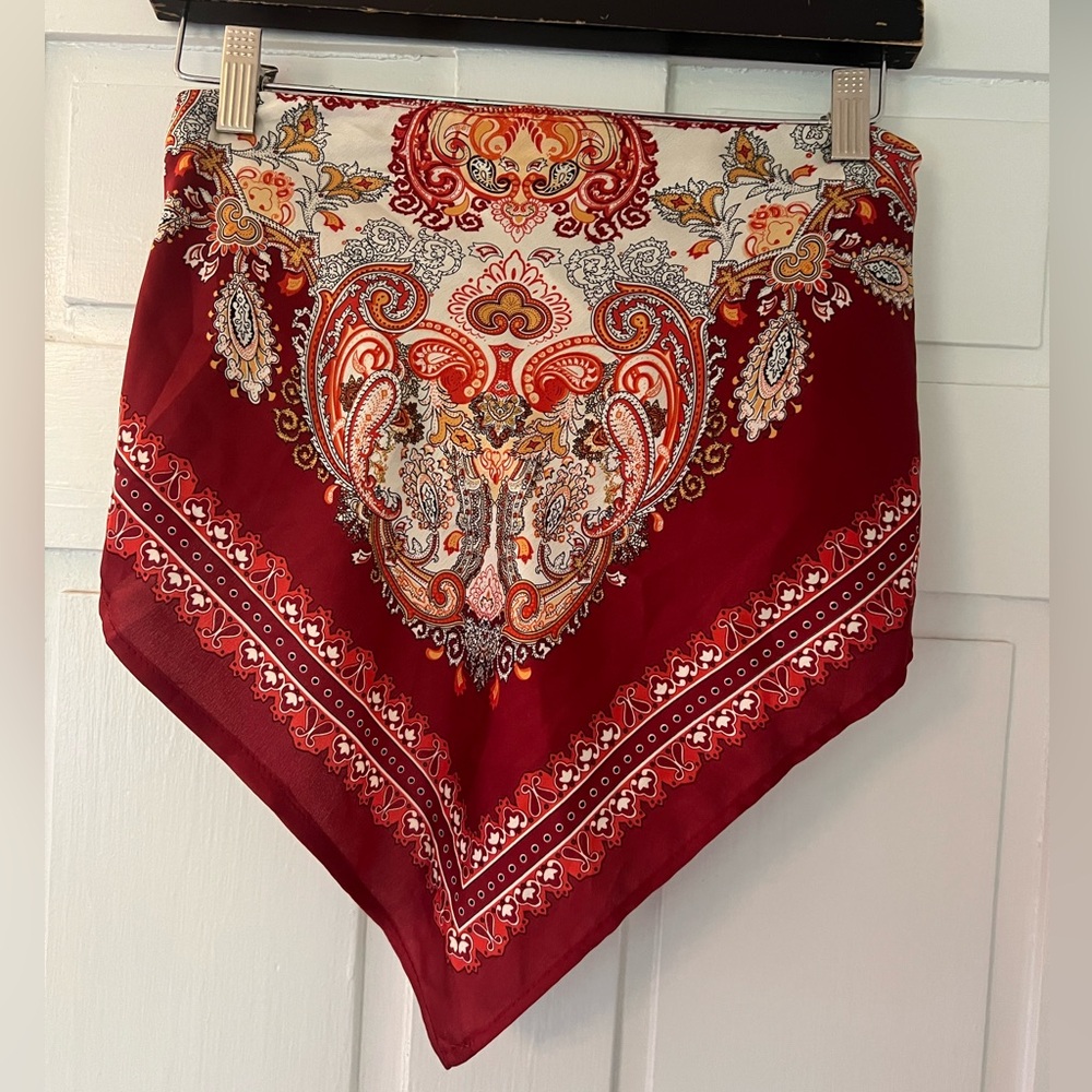 Satin Bandana Bandeau Top / Burgundy Medium